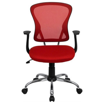Scranton & Co Modern Mesh Fabric Mid-Back Office Chair in Red