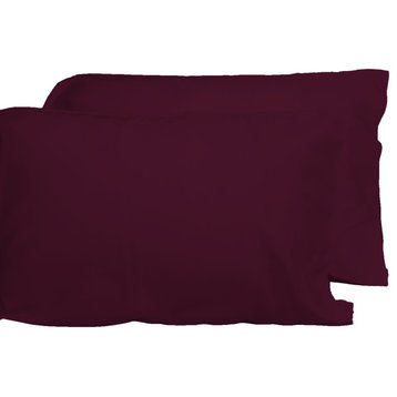 Premium 100% Organic Bamboo Fiber 2-Piece Pillowcase Set, Merlot, Queen Pillowcases