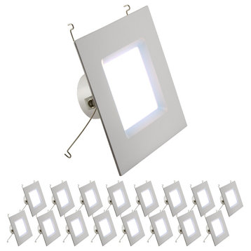LED Square Retrofit Downlight, Dimmable, 120V, Daylight 5000k, 6", 16-Pack