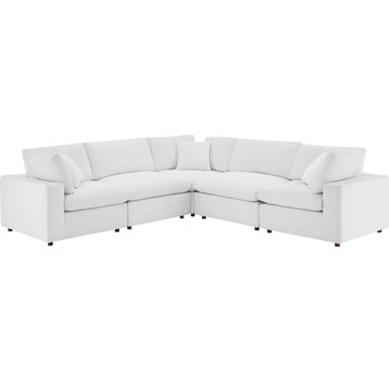 Wheatland Down Filled Overstuffed 5 Piece Sectional Sofa - White