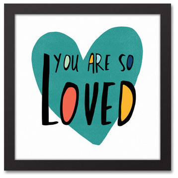 You Are So Loved Teal Heart 11x14 Black Framed Canvas
