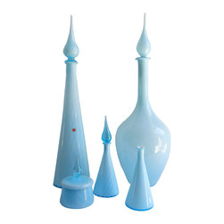 CASED QUILTED OPTIC PATTERN POWDER BLUE EMPOLI SET - 5 PCS - Vases