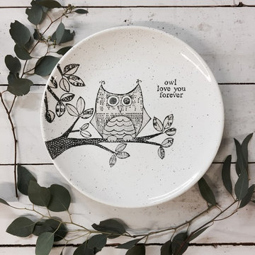 Hand Painted Owl Love Nursery Wall Art Plate