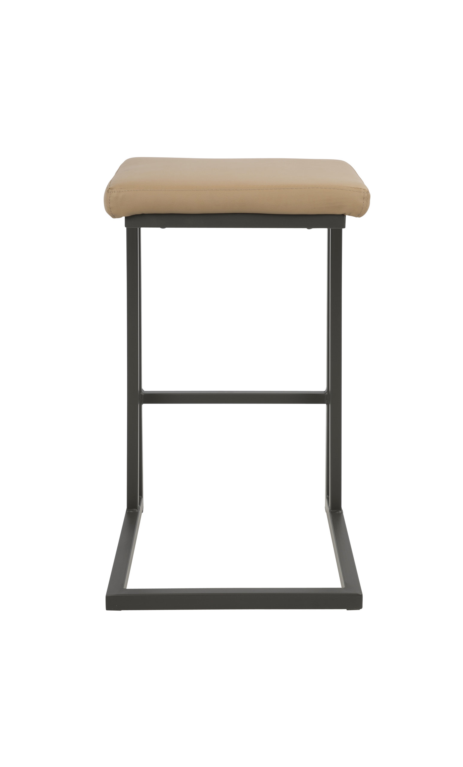 LumiSource Roman Counter Stool With Gray Frame and Camel PU Leather, Set of 2