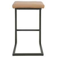 LumiSource Roman Counter Stool With Gray Frame and Camel PU Leather, Set of 2