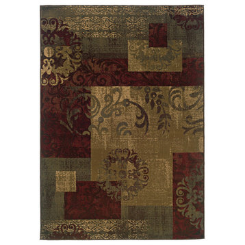 Tyler Block Impressions Green/Red Area Rug, 1'10"x2'10"