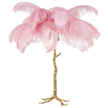 Pink Feather Table Lamp | OROA Upanova