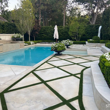 Contemporary Outdoor Pool, Walkway and Stepping Stones