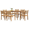Vifah Chesapeake 7-Piece Solid Wood Patio Dining Set in Golden Oak