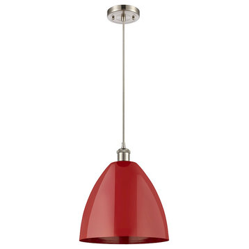Plymouth Dome 1-LT Mini Pendant 516-1P-SN-MBD-12-RD-LED, Brushed Satin Nickel