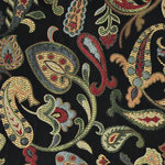 Red Orange Yellow Green Black Paisley Contemporary Upholstery Fabric By The Yard - This contemporary upholstery jacquard fabric is great for all indoor uses. This material is uniquely designed and durable. If you want your furniture to be vibrant, this is the perfect fabric!