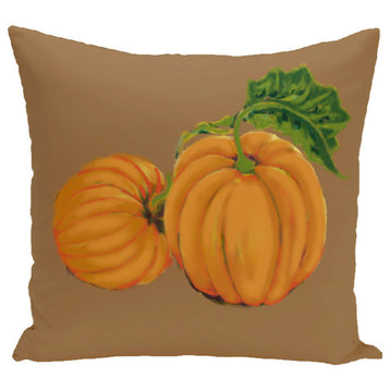 Pumpkin Patch Holiday Print Pillow, Brown, 26"x26"