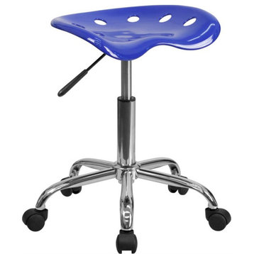 Vibrant Nautical Blue Tractor Seat and Chrome Stool