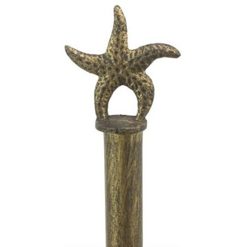 Antique Gold Cast Iron Starfish Extra Toilet Paper Stand 15"