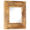 vidaXL Wall Mirror Decorative Bathroom Mirror Solid Mango Wood Hand Carved