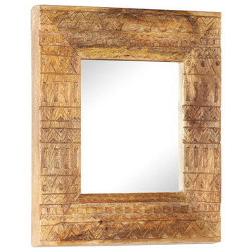 vidaXL Wall Mirror Decorative Bathroom Mirror Solid Mango Wood Hand Carved