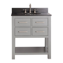 Avanity Corporation - Avanity Brooks 30" Vanity With Black Granite Top, Chilled Gray Finish - Bathroom Vanities And Sink Consoles