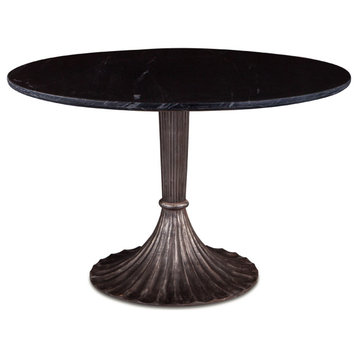 Palm Desert Natural Black Marble Dining Table With Deco Iron Base
