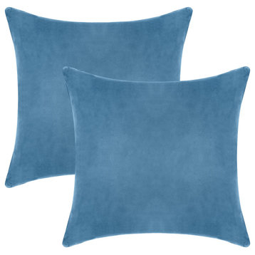 A1HC Soft Velvet Pillow Covers, YKK Zipper, Set of 2, Navy Blue, 24"x24"
