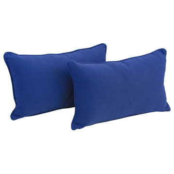 20"x12" Twill Back Support Pillows/Inserts, Set of 2, Royal Blue