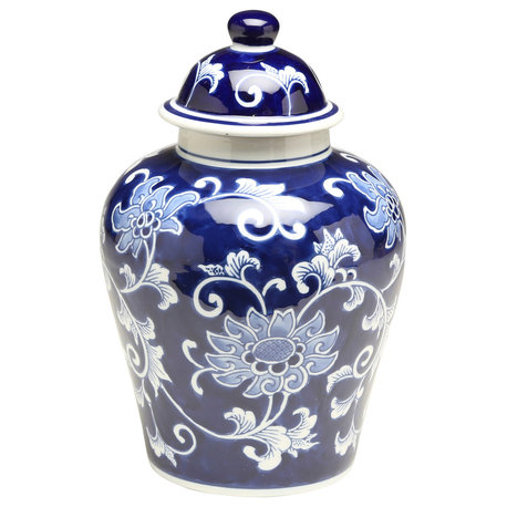 10" Blue & White Ginger Jar