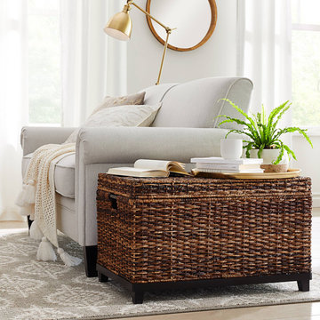 Cream & Gray Traditional Living Room with Practical Decorative Trunks Collection