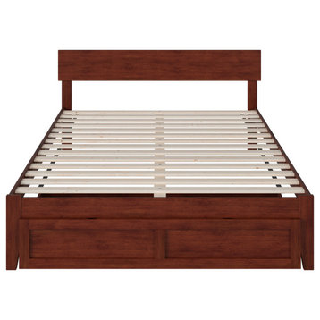 Boston Queen Bed With Foot Drawer, Walnut