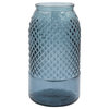Round Embossed Reclaimed Glass Jar, Blue