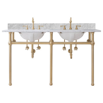 Embassy 60" Wide Double Wash Stand, P-Trap, Countertop With Basin, Faucet