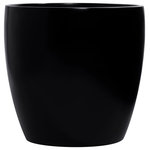 Root and Stock - Napa Round Cylinder Planter, Black, 13.5"x13.75" - Showcase your greenery with The Napa Cylinder Planter. Made of light-weight industrial strength fiberglass material, these planters are easy to move around, whether outside or indoors. The modern round tapered shape will add style and fresh air to any space.