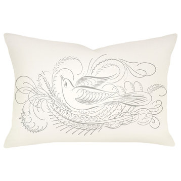 Lumbar Flourish Bird Pillow