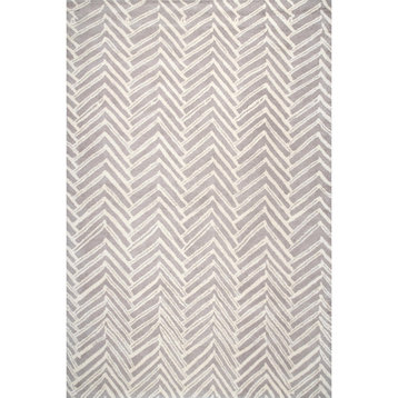 nuLOOM Hand Tufted Wool Alex Contemporary Area Rug, Beige 3'x5'