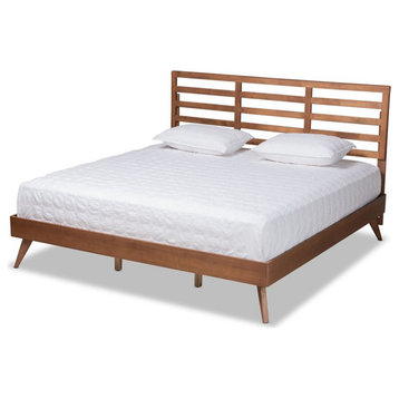 Bowery Hill Modern Brown Finished Wood King Size Platform Bed