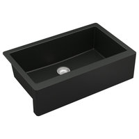 Karran Farmhouse/Apron-Front Quartz 34" Single Bowl Kitchen Sink, Black