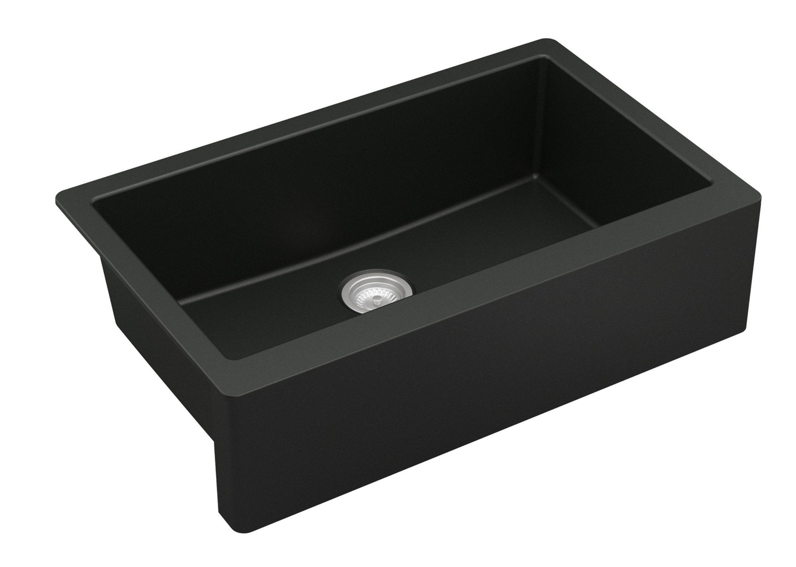 Karran Farmhouse/Apron-Front Quartz 34" Single Bowl Kitchen Sink, Black