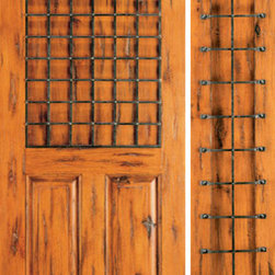 Knotty Alder Exterior Prehung Door with One Sidelight, 3-Panel - Front Doors
