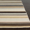 Flat Weave Stripe Pattern Blue Wool Handmade Rug - PV10, 9x12