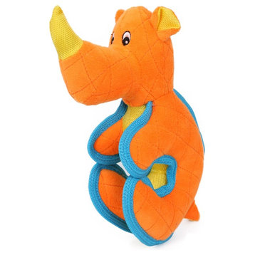 Cartoon Funimal Plush Animal Squeak Chew Tug Dog Toy, Orange