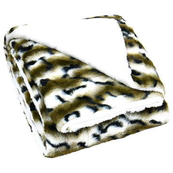 Elite Faux Fur Throw Blanket With Sherpa Backing, Amara, 60" X 80"