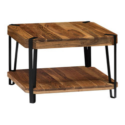 Alaterre Furniture - Ryegate Natural Solid Wood, Metal Square Coffee Table, Natural - Coffee Tables