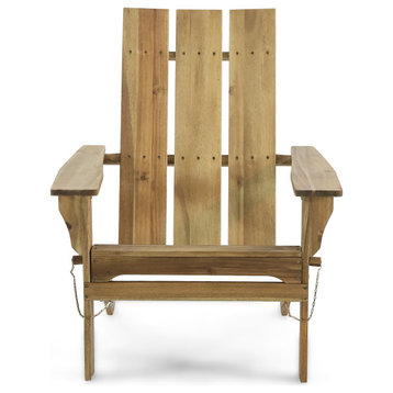 Arian Outdoor Acacia Wood Foldable Adirondack Chair, Natural Stained