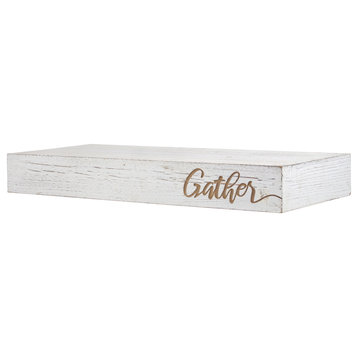 Floating Wall Shelf with "Gather" Text Engraving