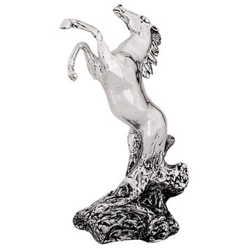 Silver Plated Rearing Horse Sculpture 8007