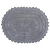 DII 24x17" Oval Modern Cotton Small Crochet Chunky Bath Mat in Gray