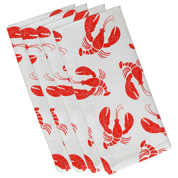 Lobster Fest, Animal Print Napkin, Orange, Set of 4