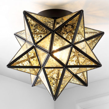 Stella Moravian Star Metal/Glass LED Flush Mount, Oil Rubbed Bronze, Flush Mount