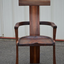 Curvy Backed Walnut Arm Chair - Dining Chairs