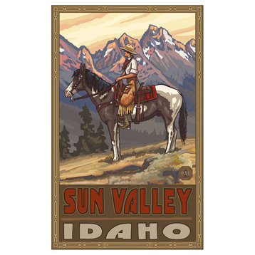 Paul A. Lanquist Sun Valley Idaho Summer Cowgirl Art Print, 12"x18"