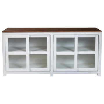 1871APD Rustic Espresso/ White Large Display Cabinet