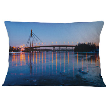 Moscow Bridge in Kiev Panorama Cityscape Throw Pillow, 12"x20"